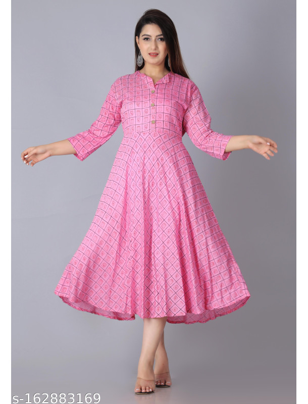 Pink Flared Kurti